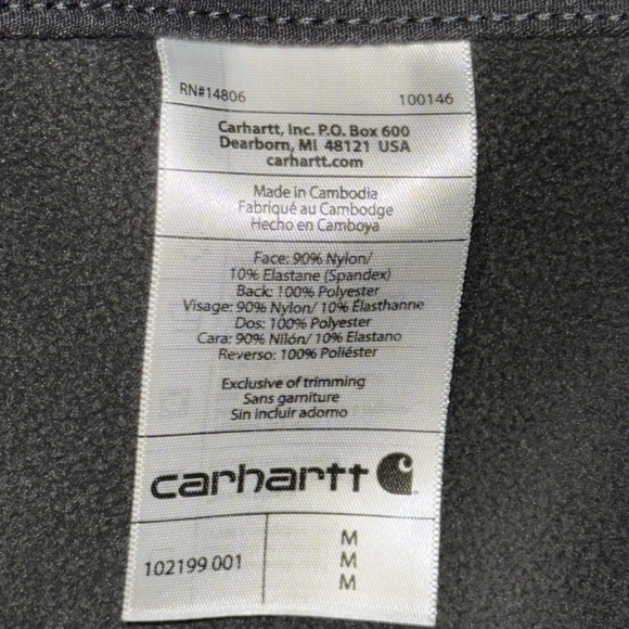 Carhartt Men’s Black Zip Up Rain Defender Jacket W/ Front Zipper Pockets - Picture 9 of 10